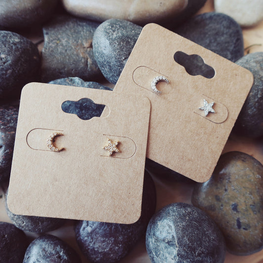 Moon + Star Stud Earrings